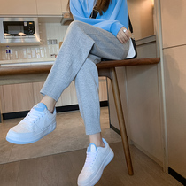 Sports pants female summer grey 80% small sub casual loose bunches foot spring and autumn thin leather pants 2022 new