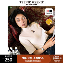 TeenieWeenie bear short sleeve T-shirt female autumn thin semi-high neck base shirt slim knitted short top