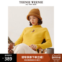 TeenieWeenie bear half high collar chenille chenille knitwear pullover sweater outside wear bottoming vintage green female winter