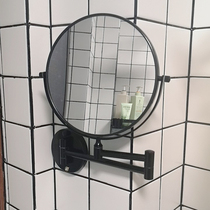 Mirror magnifying glass-free telescopic wall-mounted beauty mirror makeup double-sided perforated bathroom folding hotel toilet toilet