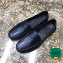  2020 summer new shallow mouth leather breathable mens toe layer cowhide single shoes soft sole pedal casual leather shoes men