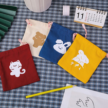 ins Wind baby storage corset pocket cartoon printed cotton linen dust bag drawstring finishing bag