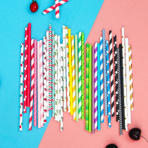 Disposable color straw paper environmental protection creative party props Valentines Day dessert table decoration biodegradable food grade