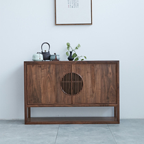 Wood Xiyuan black walnut entrance cabinet Zen new Chinese style foyer entrance cabinet Dining side cabinet Old elm entrance cabinet