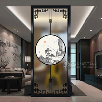 Chinese-style art glass screen partition porch living room partition background frosted tempered glass light-transmitting custom lattice