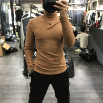 Modal autumn and winter new mens sweater Korean slim thin base shirt stand collar skin casual art pure color tide
