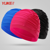 Swimming cap womens long hair does not take the head adult stretch fashion cloth swimming cap Womens large long hair ear protection sunscreen swimming cap