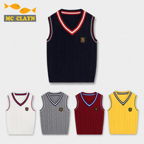 Childrens waistcoat Boys Girls students Knitted Sweater Vest Outside of Waistcoat Cotton Wool Thread Marclamping College Wind Class Clothing