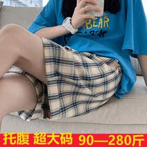 Special size 200 Jin pregnant womens shorts summer Plaid five points wear loose wide legs casual pants leggings