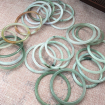 Natural Burmese jade bracelet ice old pit A goods round thin jade bracelet floating flower oil green women jingle bracelet