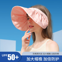 Shell hat Summer folding sunscreen hat Womens outdoor large brim anti-UV sun visor Empty top sun hat