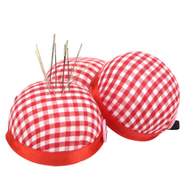 DIY fabric pin plug red and white plaid pin plug can be equipped with wrist pin socket sewing hand storage tool pin plug bag