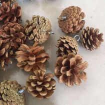  Natural pine cones with nails Decorative Christmas tree Handmade diy material decorative pendant Primary color pine cones can wear rope