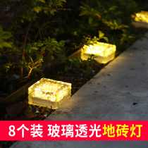 Solar Lamp Outdoor Courtyard Lamp Waterproof LED Villa Garden Grass Terrace Lamp Glass Ground Floor Lamp Stairs Decorative Lights