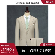 (Aojia)Suit mens wedding groom dress Business formal slim wool casual suit mens suit