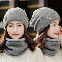 Warm hat Korean tide thickened autumn and winter Joker plus velvet ear protection cycling warm scarf knitted wool hat to prevent cold