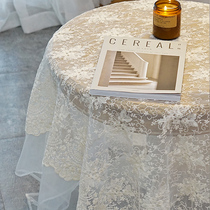Tablecloth lace light extravagance embroidered white French coffee table cover towel simple modern Nordic ins round tablecloth