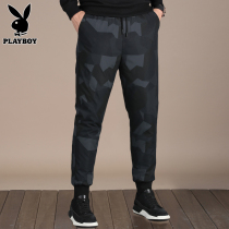 Playboy winter down pants men wear warm thickened trend camouflage light white duck down long pants men