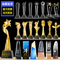 Crystal trophy custom resin custom made glass basketball champion student company advanced employees commend retired Wu creative