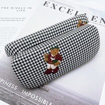 Export Japanese single thousand bird grid bear color color portable anti-pressure glasses case boys myopia optical storage box