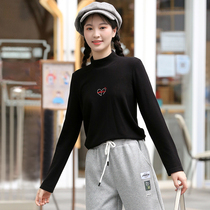 Girl long sleeve T-shirt autumn and winter base shirt junior high school students High School Girls cute slim half high collar inside