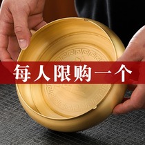 Household all-copper ashtray creative personality trend anti-fly ash large living room pure copper Ash cylinder light luxury with lid