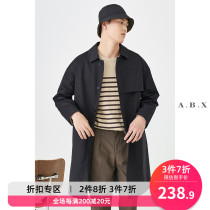 2021 spring new lapel windbreaker mens medium-long loose Korean version of the trend handsome mens business casual jacket