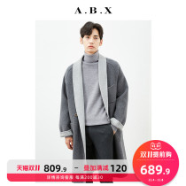 Winter new full wool two-tone double-sided green fruit collar coat male long knee loose profile woolen jacket