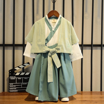 Hanfu boys Chinese style Mid-Autumn Festival long-sleeved costume childrens Chinese clothes baby retro grab week dress set tide