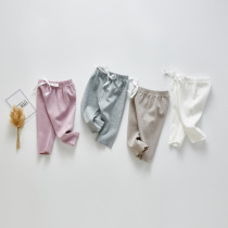 Korean version baby spring autumn new male and female baby thread cotton large PP pants baby cuddler 100 hitch casual toddler beat bottom pants