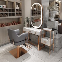 New Net red hairdressing shop mirror table simple hairdressing cabinet perm hair salon single-sided studio beauty dressing mirror lamp