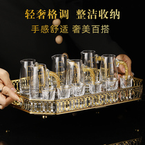 Gold foil Jinshan trumpet white glass crystal glass high-grade goblet one cup one pot one cup one cup wine divider set