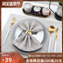 American fabric placemat Modern simple gray thickened Nordic insulation mat Hotel model room table decoration ornaments