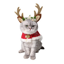 Pet cat dog Christmas clothes holiday New year Cape Christmas hat fairy antler hat Golden antler