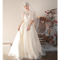 French light wedding dress Super Fairy Forest Bride wedding main yarn 2021 New retro sweet Tuffy dress dress female summer