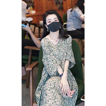 XZOXZO tea break French Hepburn style floral dress female summer 2023 new temperament royal sister v-neck long skirt