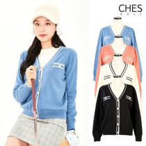 Korea direct mail CHES GOLF Ladies v-neck cardigan fashion GOLF casual top women Spring and Autumn CI972
