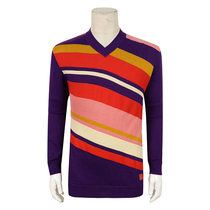 Special 599-Autumn Winter V-neck knitted sweater mens striped cotton Italian