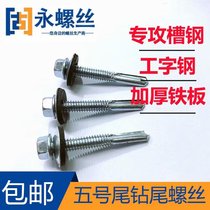 Reinforced No. 5 tail white zinc hexagonal drill tail self-tapping self-drilling dovetail screw gasket specializing in channel steel I-beam