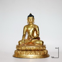 Sakyamuni Buddha statue antique collection Nepal handmade copper gilt