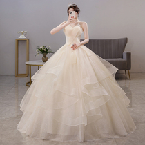French main wedding dress 2021 new bride bra chest temperament simple Palace Princess wind out light winter
