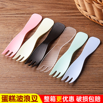 Fruit fork Disposable plastic thickened independent packaging dessert small fork frosted birthday cake color three-tooth fork
