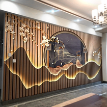Modern Chinese light luxury 18D relief bamboo wood fiber integrated wall panel living room sofa tea room Zen background wall panel