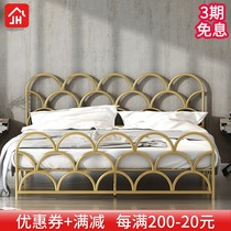 Modern simple and environmentally friendly Nordic ins net red bed light luxury princess iron bed golden double bed minimalist 18 m bed