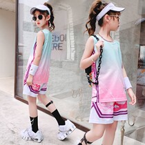 Girls  sports suit Quick-drying primary school students childrens basketball suit Boy and girl ball suit summer thin two-piece set tide