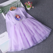 Girl lace baby cotton long sleeve Sophia puffy gauze little princess skirt children dress Sophia autumn