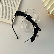 Hepburn style Pearl velvet hair hoop retro temperament French hair card Joker headband simple sweet net hair accessories female