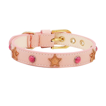 Multicolored optional patterned stars pine stone rivet Achille genuine leather Pet Item Circle teddy Bears neck ring