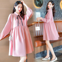 Maternity dress Spring and Autumn long sleeve top 2021 new autumn maternity dress dress autumn fashion Net red set