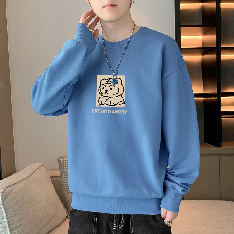 Chaopai Men's T-shirt Long sleeved Loose Fit Spring and Autumn New Cartoon Printing Casual Sweater Men's Top T-shirt T Bottom Shirt